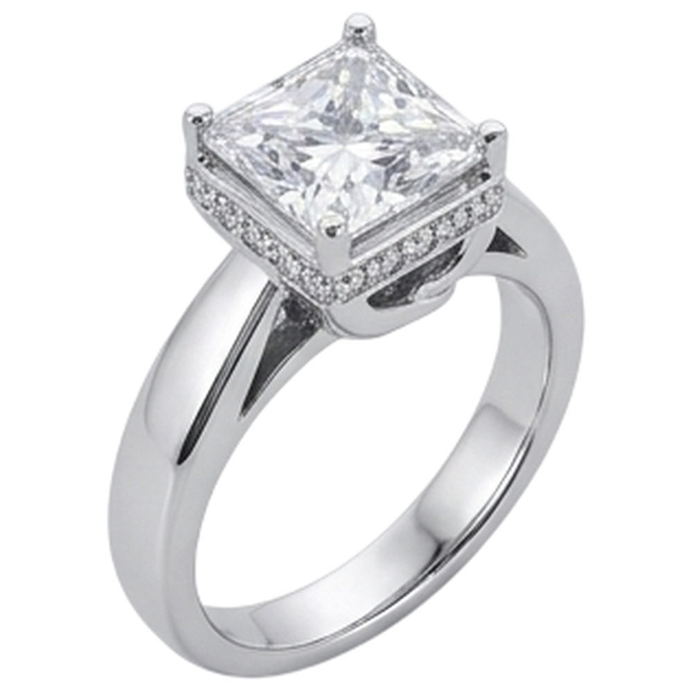 2,50 Karat Hidden Halo Echt Diamant-Verlobungsring Im Prinzessschliff Neu