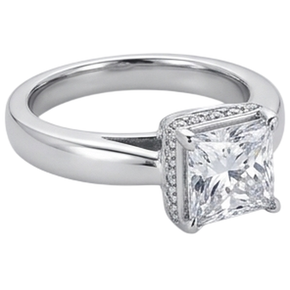2,50 Karat Hidden Halo Echt Diamant-Verlobungsring Im Prinzessschliff Neu