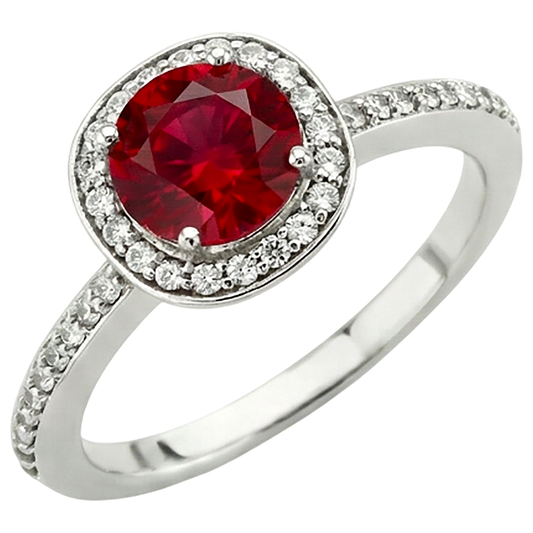 echter round rubin 2.50Karat ring Vorderansicht
