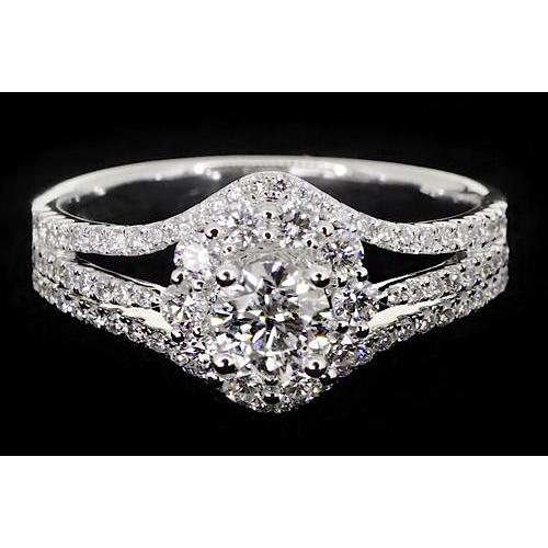 2,50 Karat Natürliche Diamant Jubiläumsring Split Shank Halo Fassung Schmuck