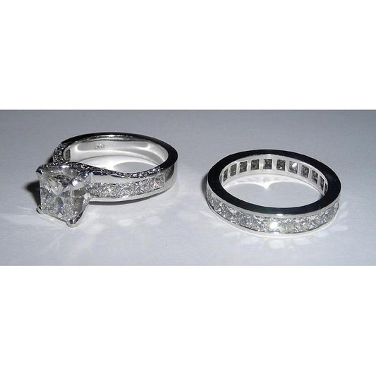 2,51 Karat Princess Cut Pave Echt Diamant-Verlobungsring-Set