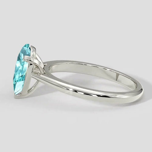 2,5 Karat birnenförmiger Paraiba-Ring aus 14 Karat Weißgold