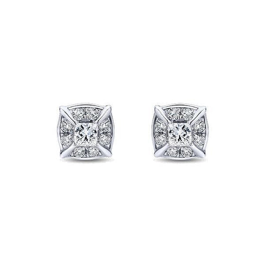 2,6 Ct Prinzessinnenschnitt Funkelnde Echt Diamanten Lady Halo Ohrstecker