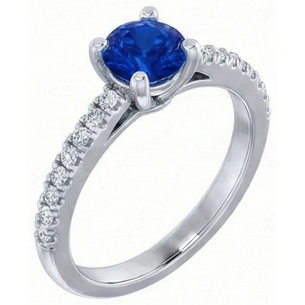 echter round saphir 2.70Karat ring Vorderansicht