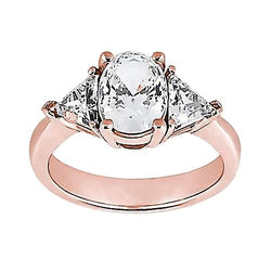 2,71 Ct. Ovaler Echt Diamantring Mit Drei Steinen In Roségold 14K