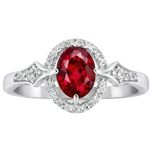 echter oval rubin 2.75Karat ring Vorderansicht