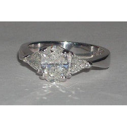 2,75 Ct. Ring Mit Drei Steinen Im Ovalschliff & Trilliant Natürliche Diamant Neu