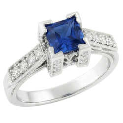 2,80 Kt. Ceylon-Saphir-Diamant-Ring 14K Weißgold