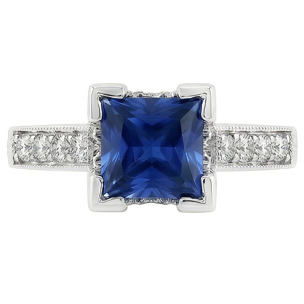 2,80 Kt. Ceylon-Saphir-Diamant-Ring 14K Weißgold
