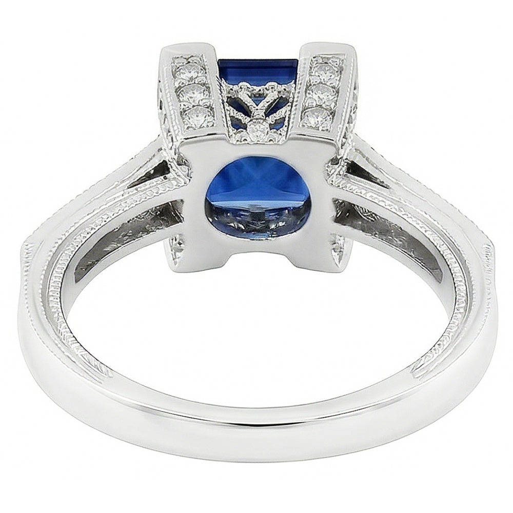 2,80 Kt. Ceylon-Saphir-Diamant-Ring 14K Weißgold