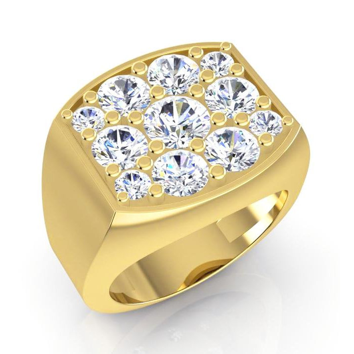 2,80 Karat Runde Natürliche Diamanten Herren-Verlobungsring Zweifarbiges Gold 14K