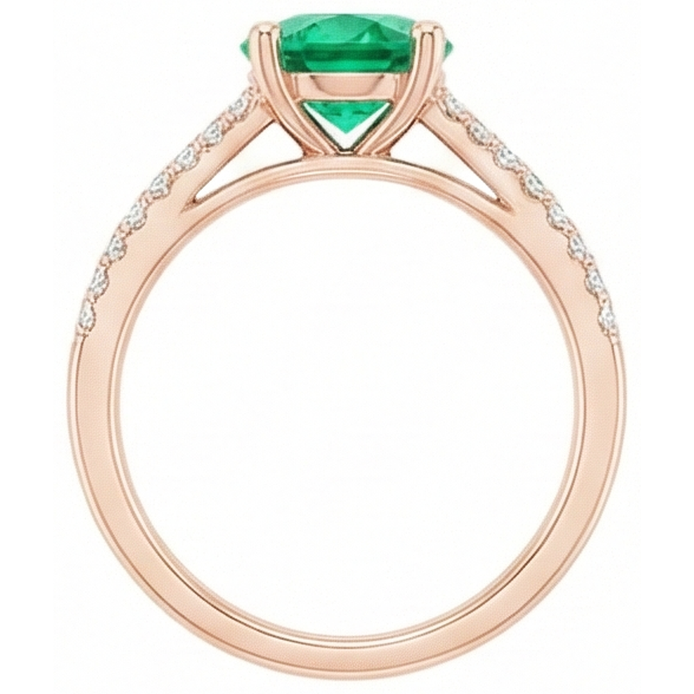 echter round smaragd 2.85Karat ring auf Weiß