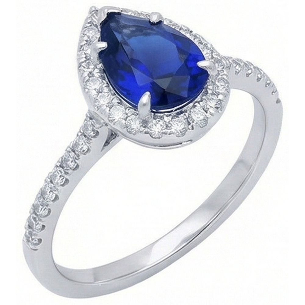 2,88 Karat Birnenschliff Sri Lanka Blauer Saphir-Diamant-Jubiläumsring