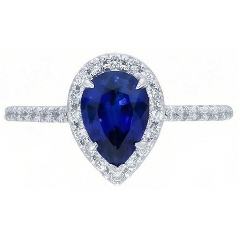 2,88 Karat Birnenschliff Sri Lanka Blauer Saphir-Diamant-Jubiläumsring