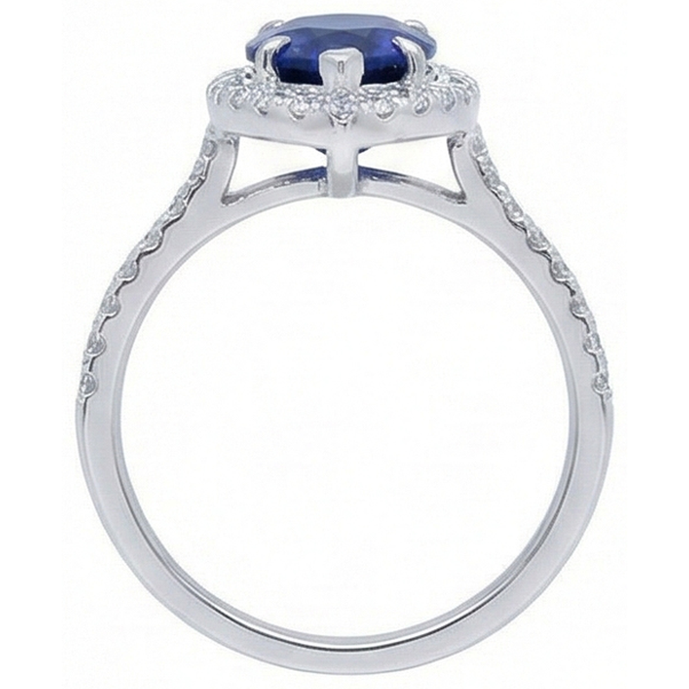 2,88 Karat Birnenschliff Sri Lanka Blauer Saphir-Diamant-Jubiläumsring