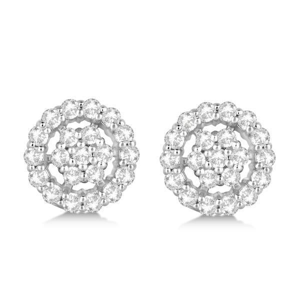 2,95 Ct Runder Natürliche Diamant Halo Pave Set Ohrstecker