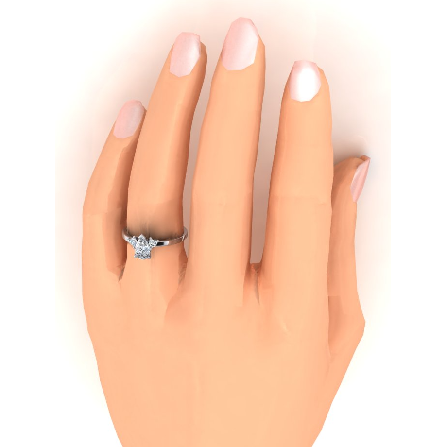 2 Karat Diamant Ring Mit Drei Steinen Birnen und Herz Schliff Labor Gewachsener-4