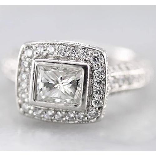 2 Karat Halo Princess Natürliche Diamantring F Vs1 Vvs1 Weißgold 14K