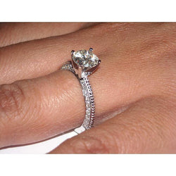 2 ct. Runder Micro Pave Natürliche Diamant-Verlobungsring Weißgold 14K