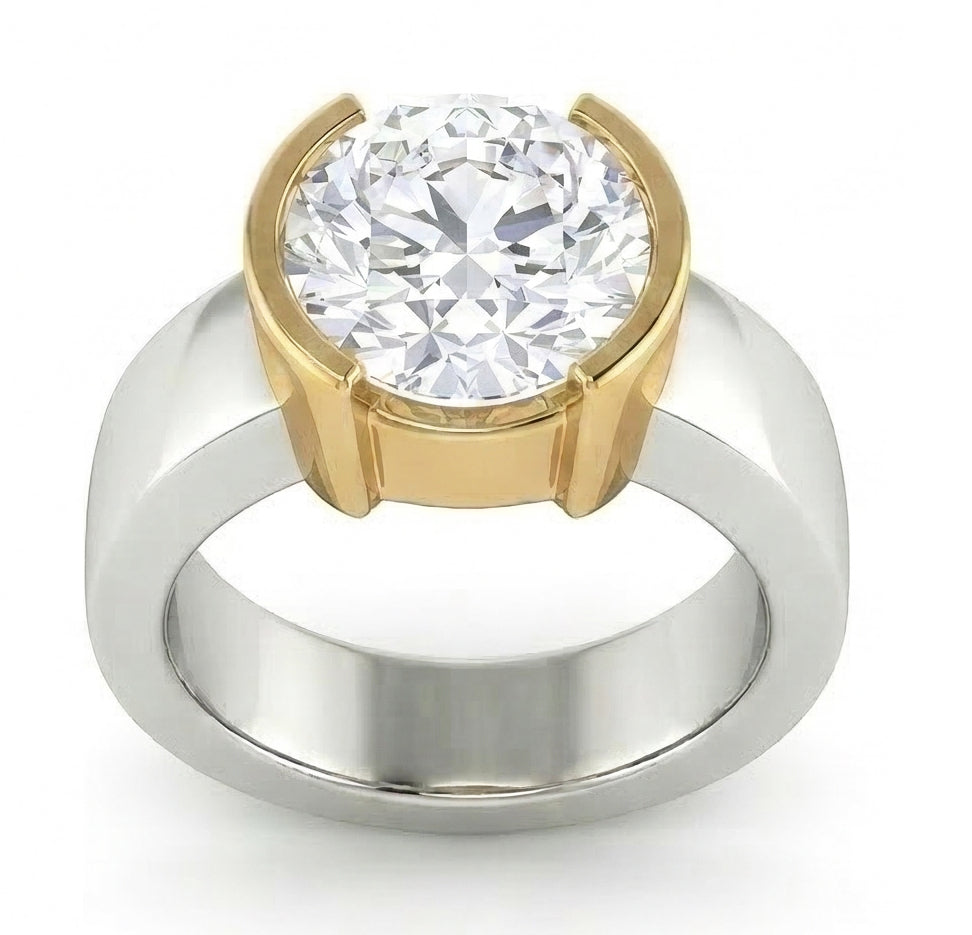 echter round diamant 3.02Karat ring Seitenansicht