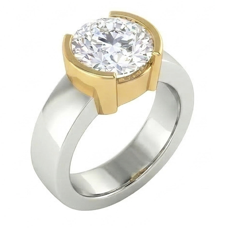 echter round diamant 3.02Karat ring Draufsicht