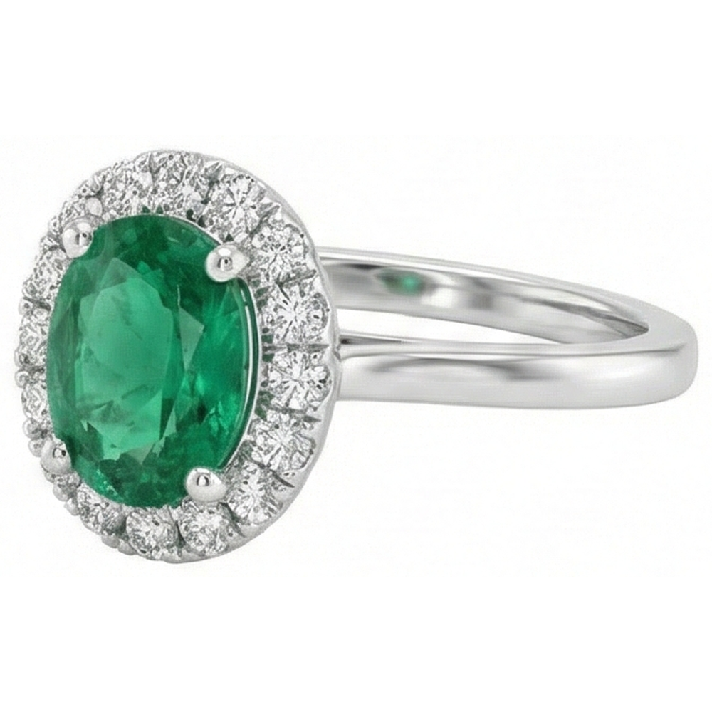 echter oval smaragd 3Karat ring Draufsicht