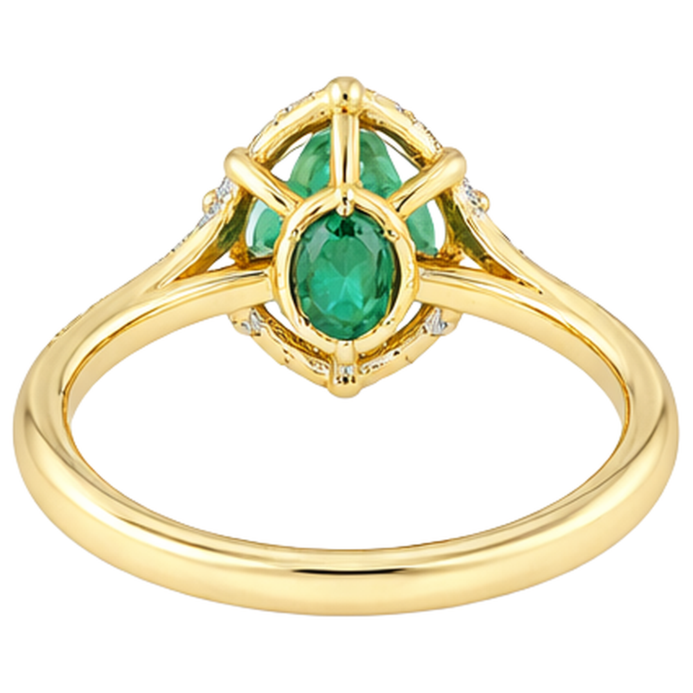 3.20 Karat Grün Smaragd und Diamanten Verlobungsring Gelbgold 14K