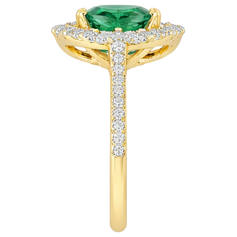 3.20 Karat Grün Smaragd und Diamanten Verlobungsring Gelbgold 14K