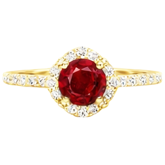 3.20 Karat Roter Rubin Mit Diamanten Ring Gelbgold 14K
