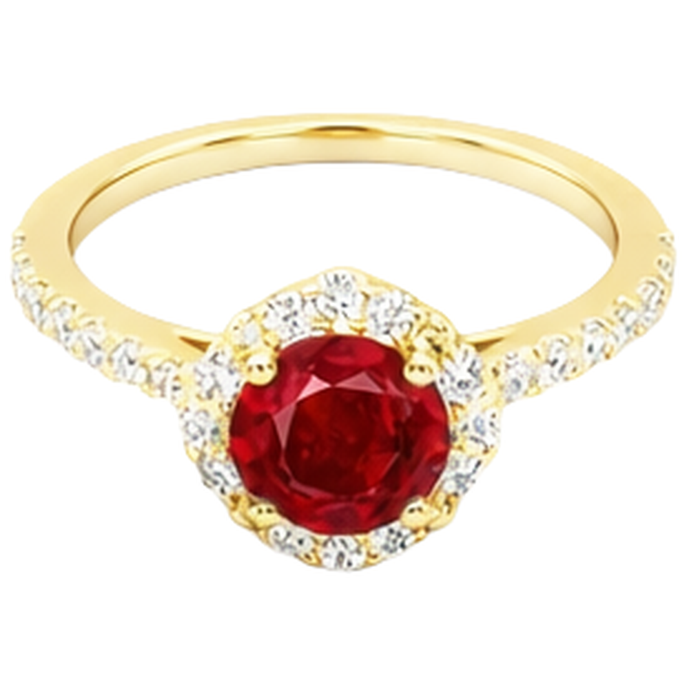 3.20 Karat Roter Rubin Mit Diamanten Ring Gelbgold 14K