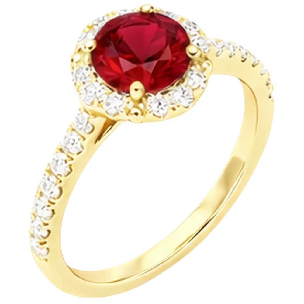 3.20 Karat Roter Rubin Mit Diamanten Ring Gelbgold 14K