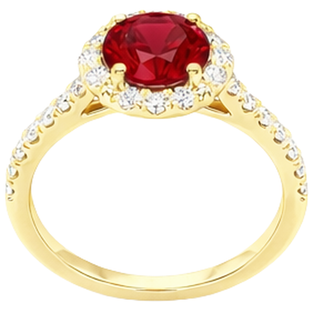 3.20 Karat Roter Rubin Mit Diamanten Ring Gelbgold 14K