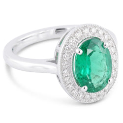 3.25 Karat Grüner Smaragd-Diamant-Ring Weißgold 14K