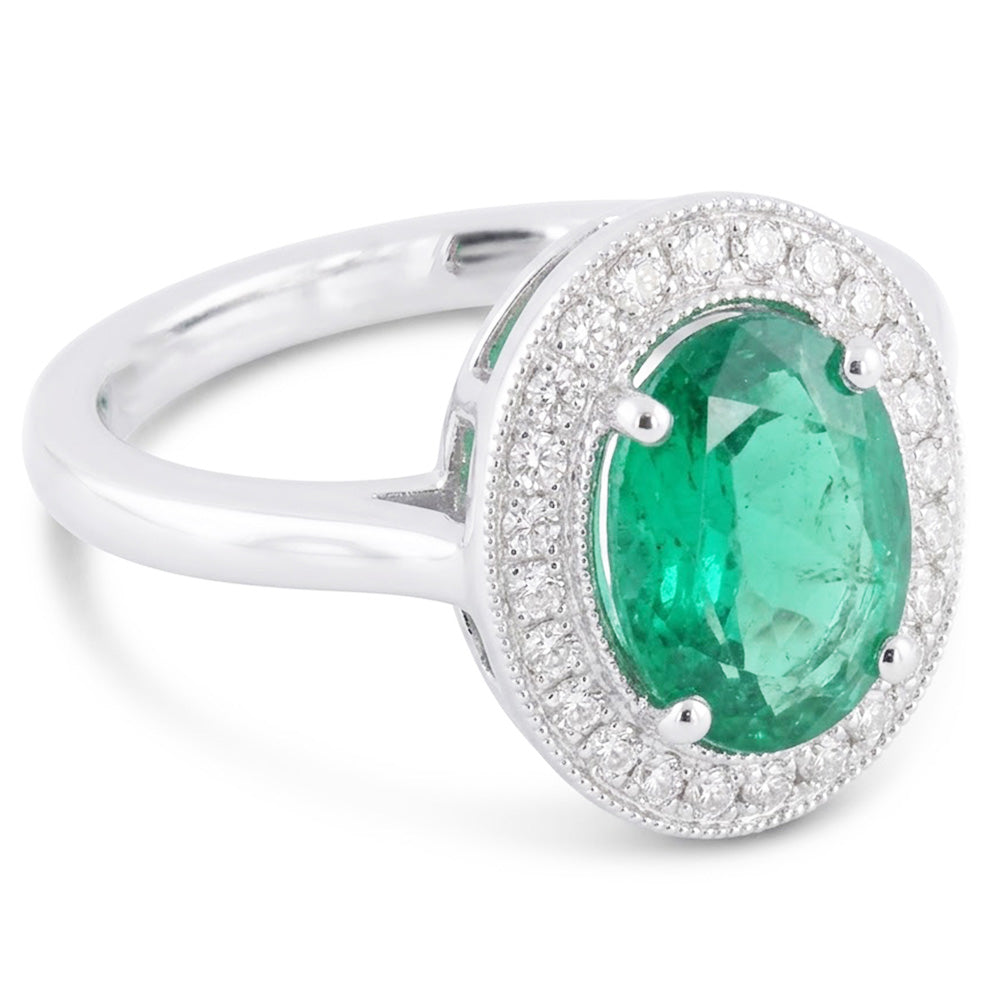 3.25 Karat Grüner Smaragd-Diamant-Ring Weißgold 14K