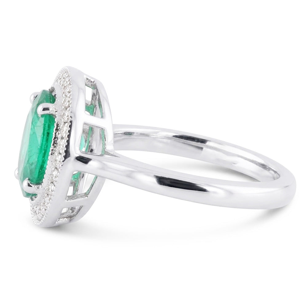 3.25 Karat Grüner Smaragd-Diamant-Ring Weißgold 14K