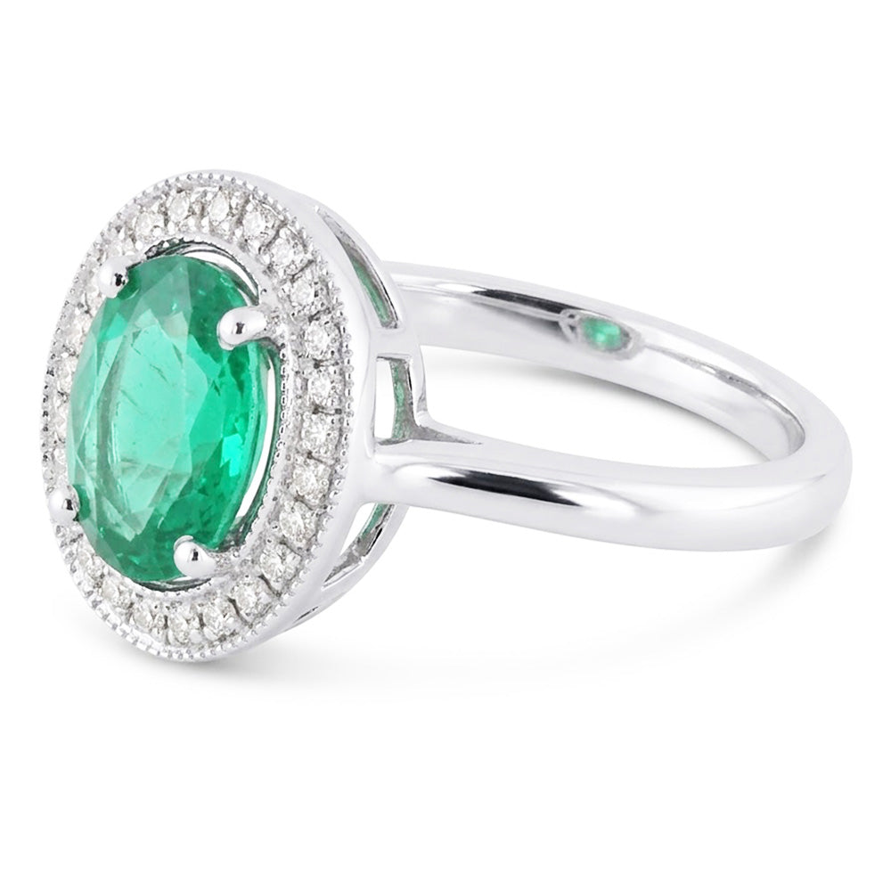 3.25 Karat Grüner Smaragd-Diamant-Ring Weißgold 14K