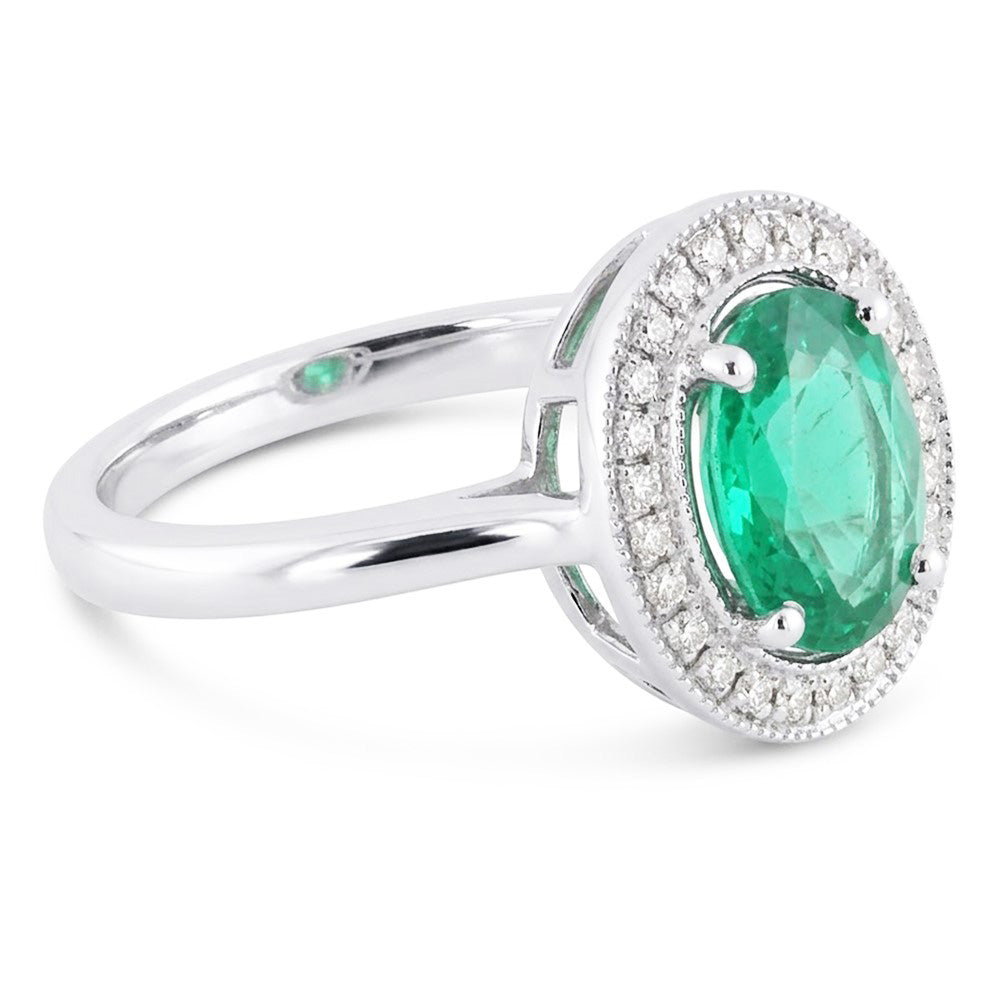 3.25 Karat Grüner Smaragd-Diamant-Ring Weißgold 14K