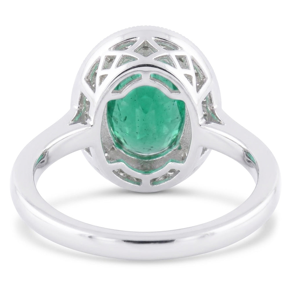 3.25 Karat Grüner Smaragd-Diamant-Ring Weißgold 14K