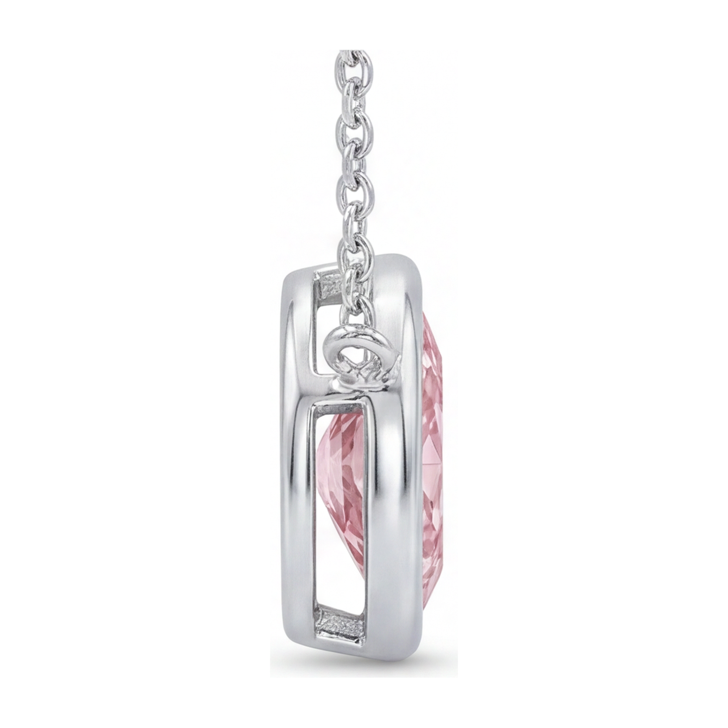 Halskette mit rosa Diamant, 3,5 Karat, im Labor gezüchtet, Marquise-Anhänger mit Lünette, 14 Karat Weißgold