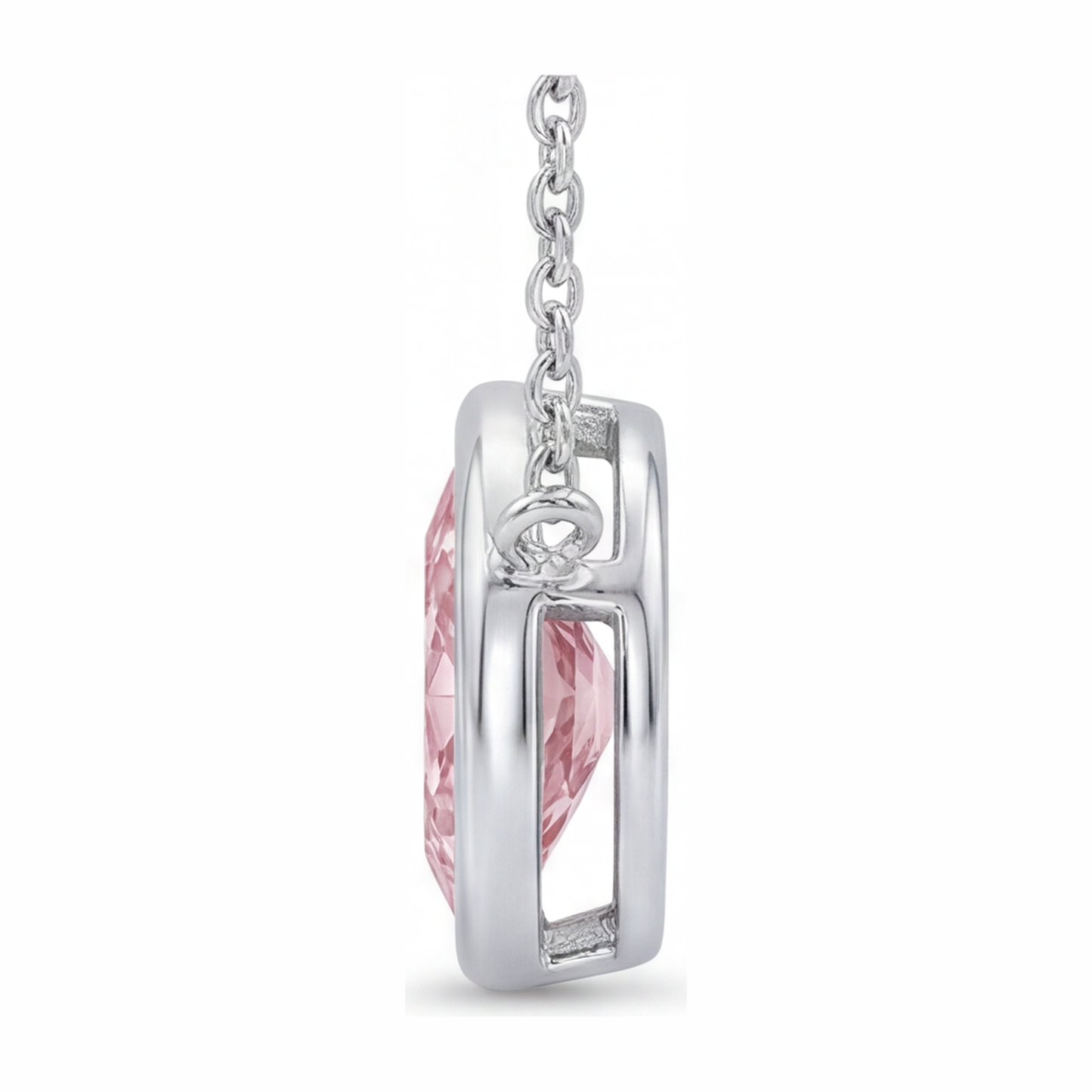 Halskette mit rosa Diamant, 3,5 Karat, im Labor gezüchtet, Marquise-Anhänger mit Lünette, 14 Karat Weißgold