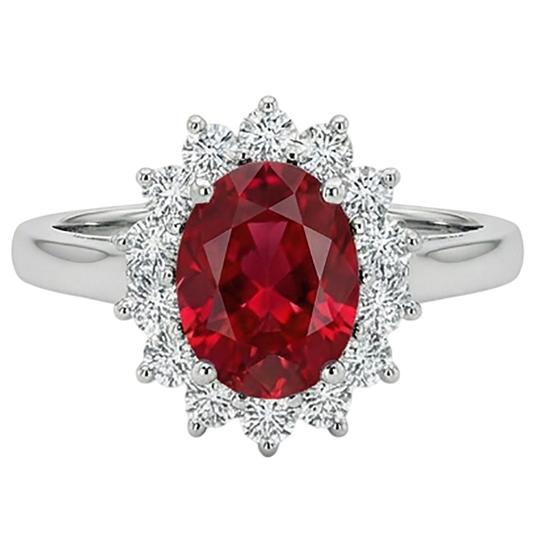 echter oval rubin 3.50Karat ring Vorderansicht