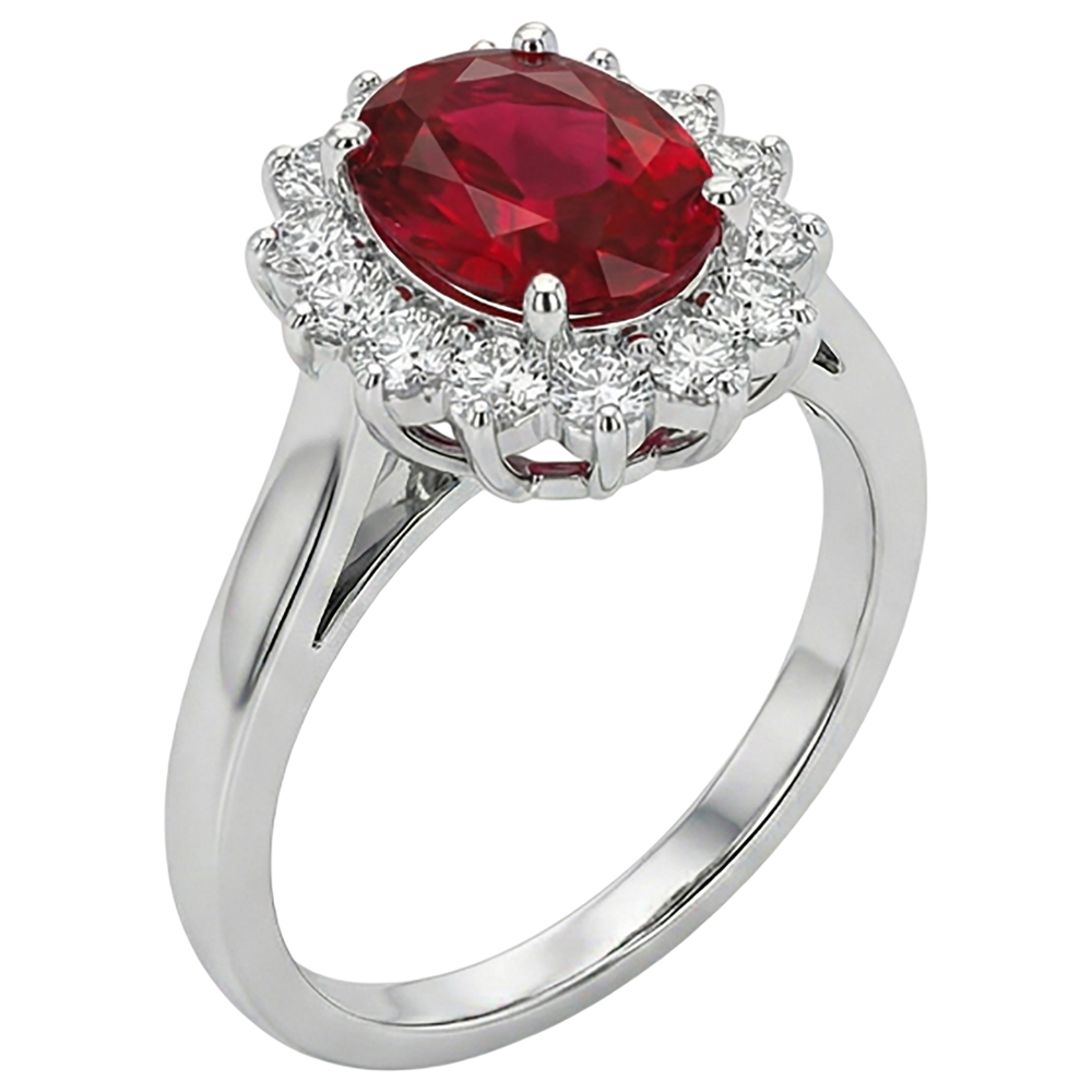 echter oval rubin 3.50Karat ring Draufsicht