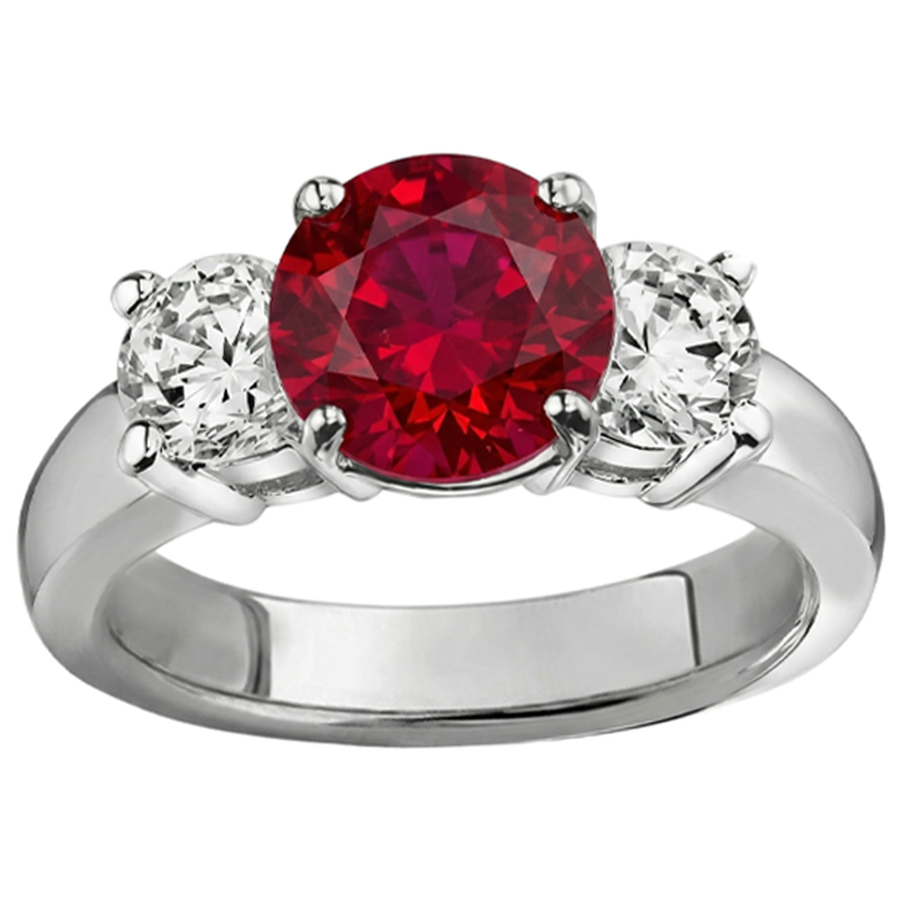 echter round rubin 3.50Karat ring Vorderansicht