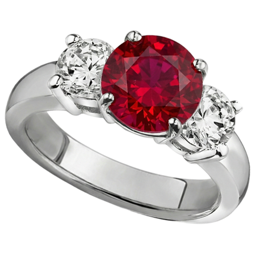 echter round rubin 3.50Karat ring Seitenansicht
