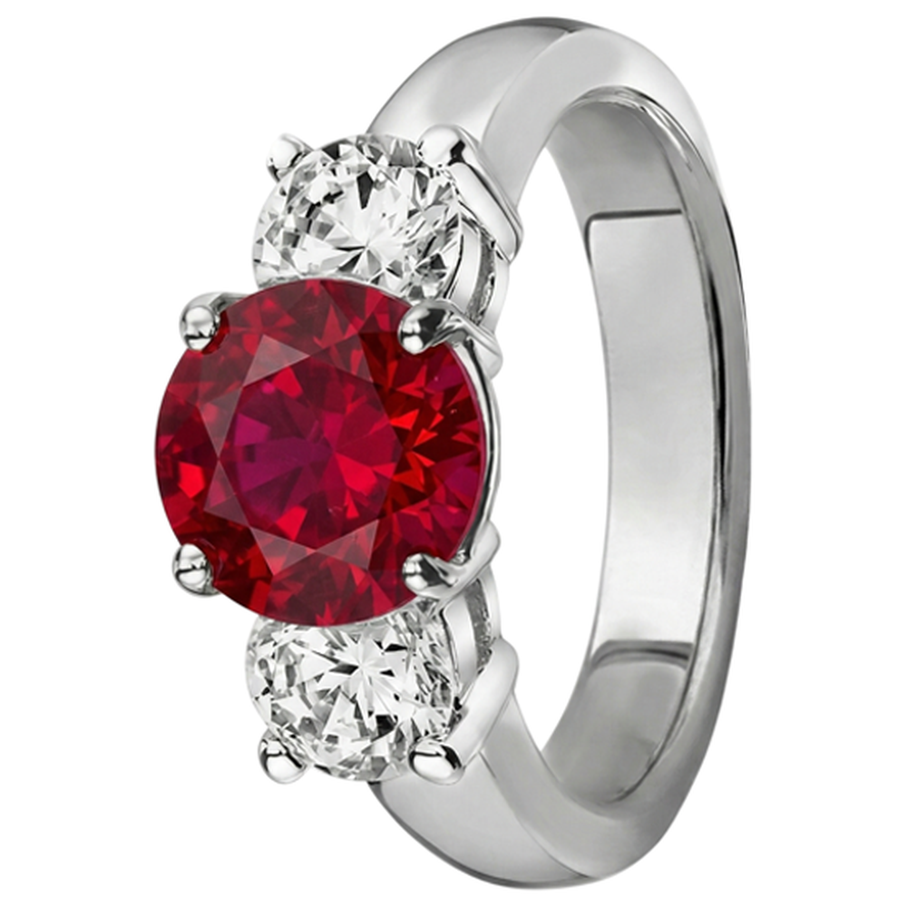 echter round rubin 3.50Karat ring Detailansicht