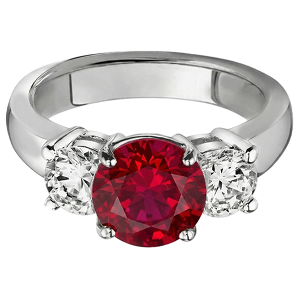echter round rubin 3.50Karat ring Draufsicht