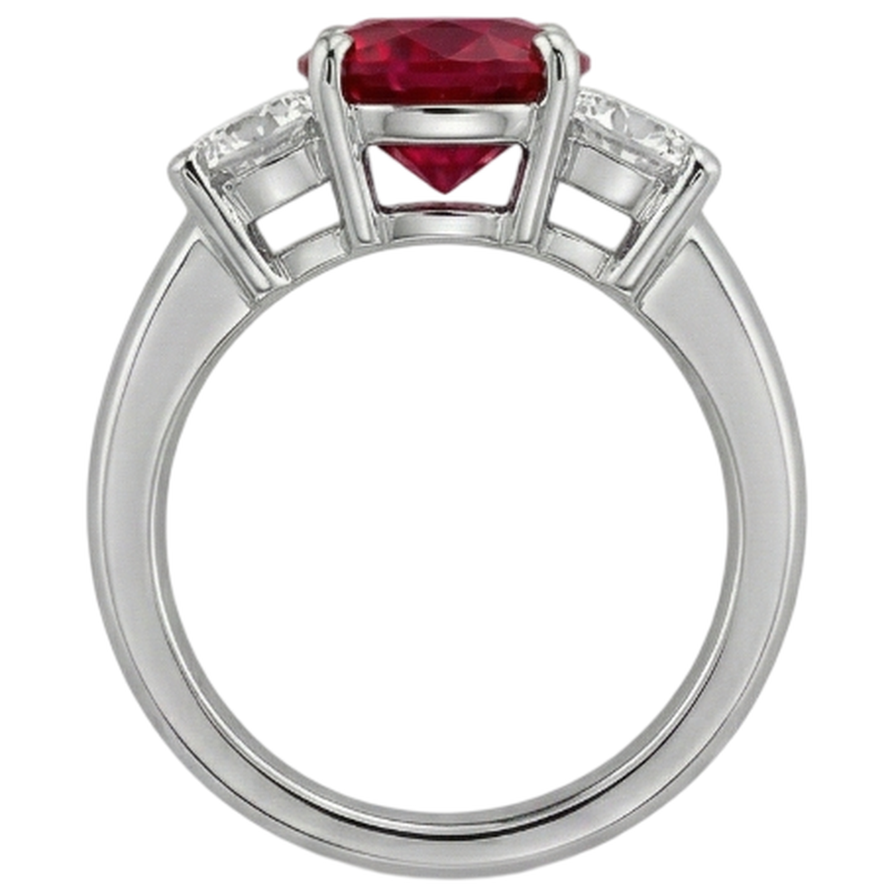 echter round rubin 3.50Karat ring auf Weiß