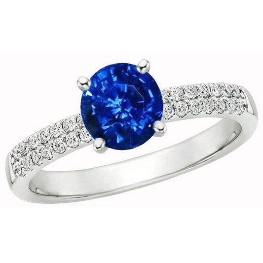 3.50 ct. Ring mit Saphir-Diamanten im runden Schliff-Satz WG 14K