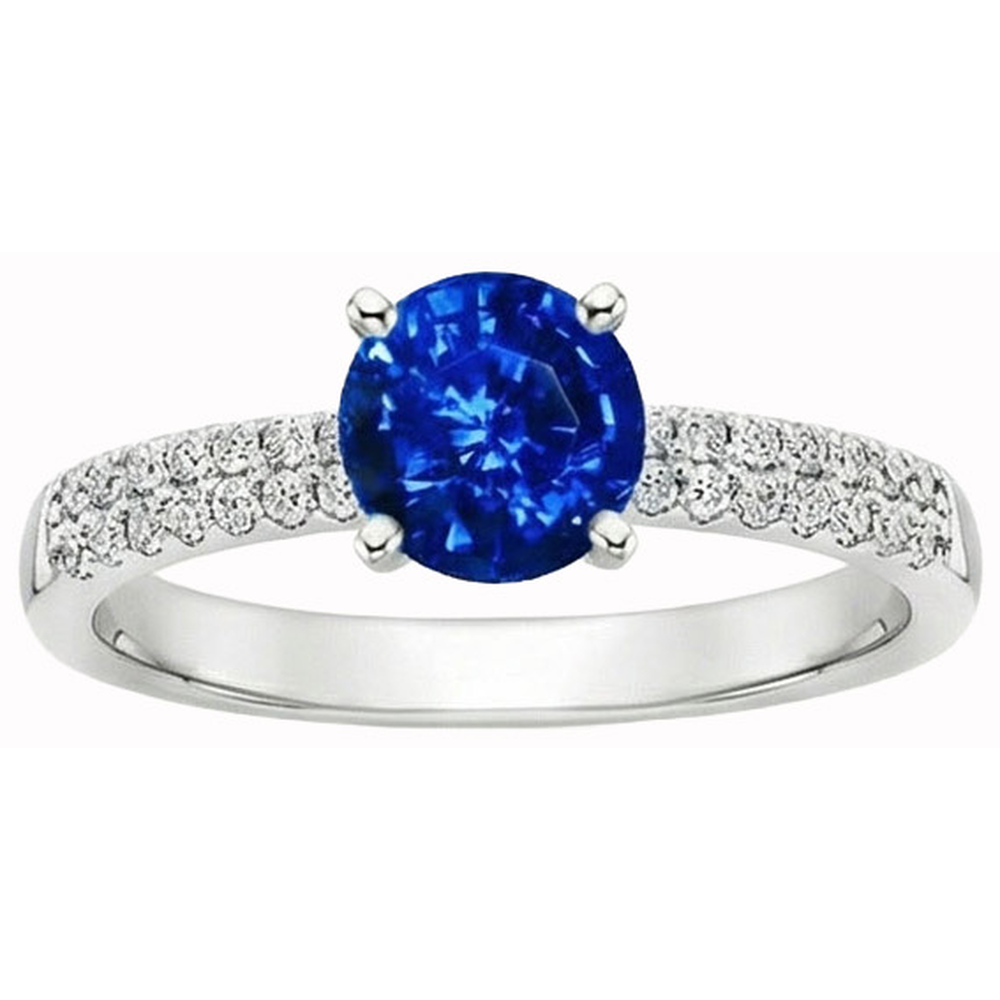 3.50 ct. Ring mit Saphir-Diamanten im runden Schliff-Satz WG 14K
