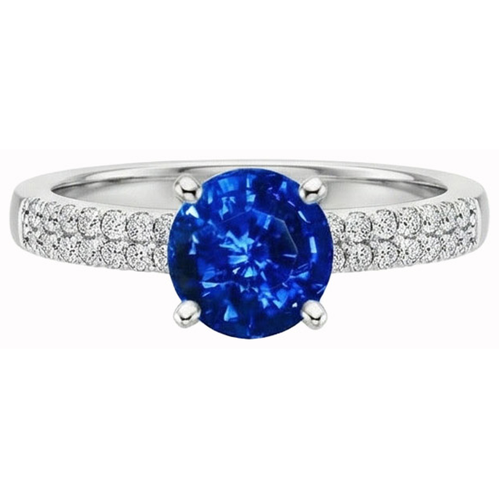 3.50 ct. Ring mit Saphir-Diamanten im runden Schliff-Satz WG 14K
